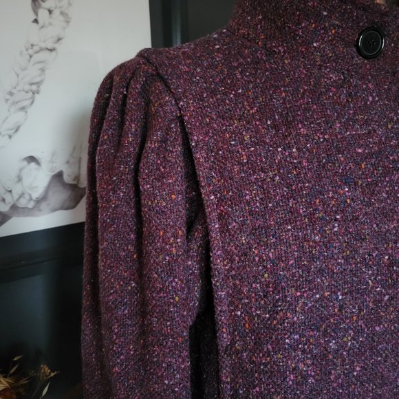 1980s C.A.P.R.I. Purple Bouclé Tweed Wool Coat XS/S-M - Picture 2 of 10